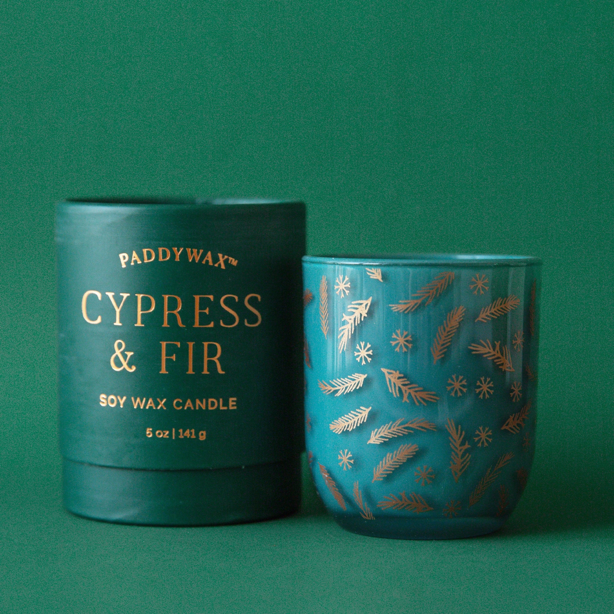 Cypress & Fir Boxed Green Glass Candle