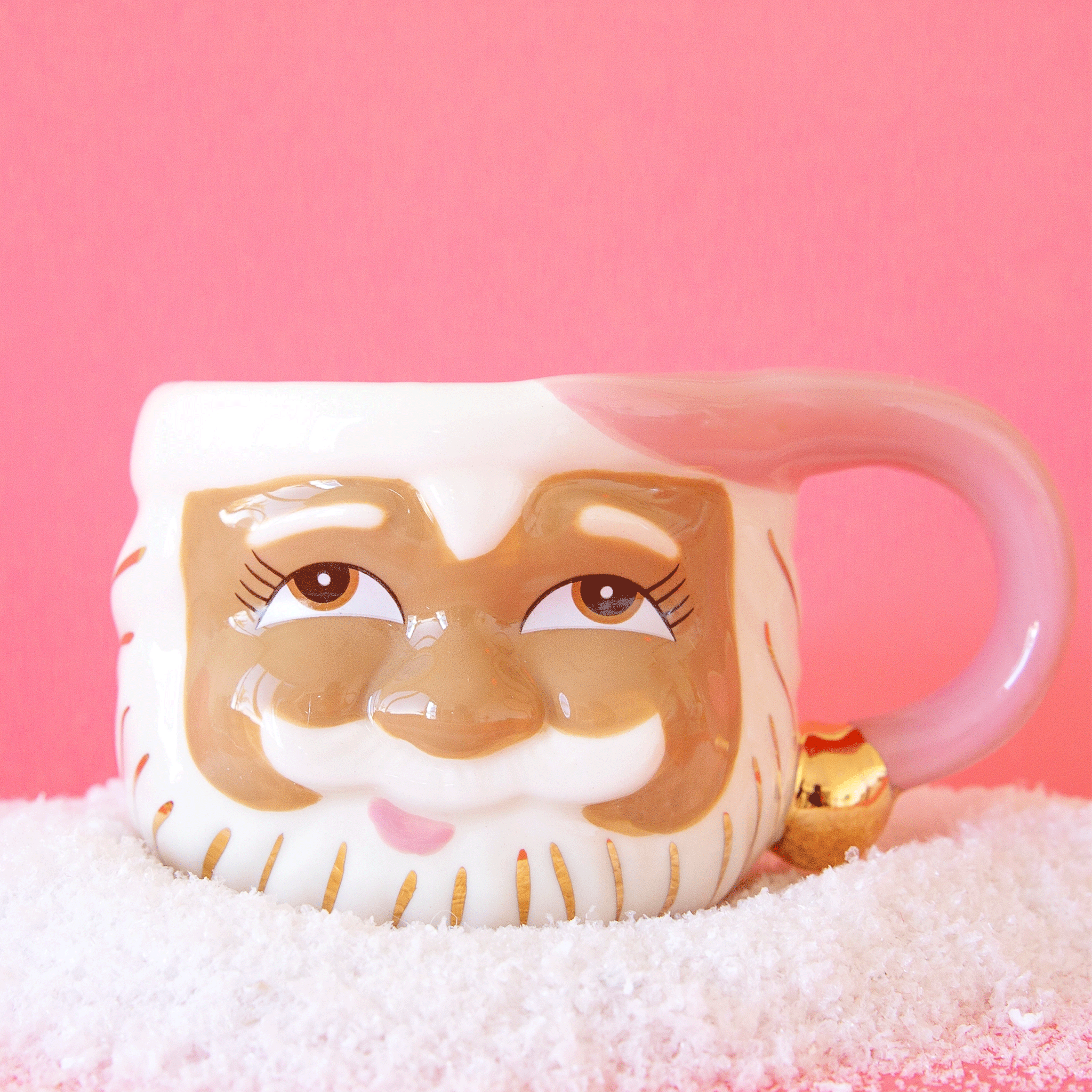 Ceramic Santa Mug in Pink