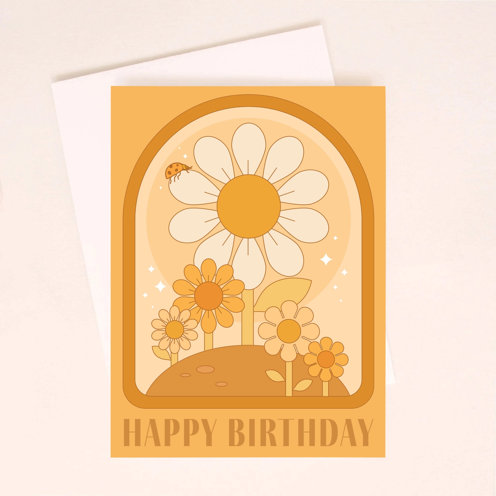 Daisy flower happy birthday greeting card Template