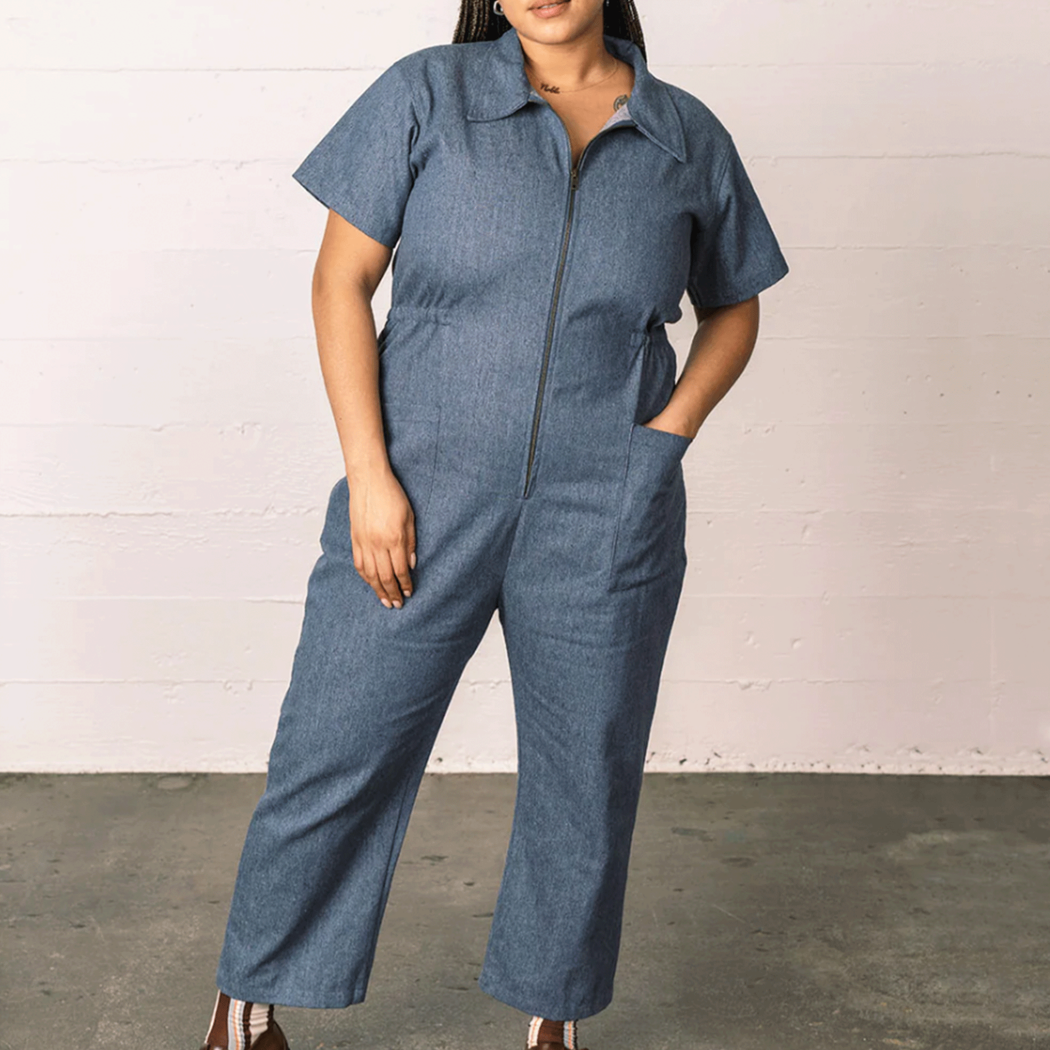 Denim utility suit deals