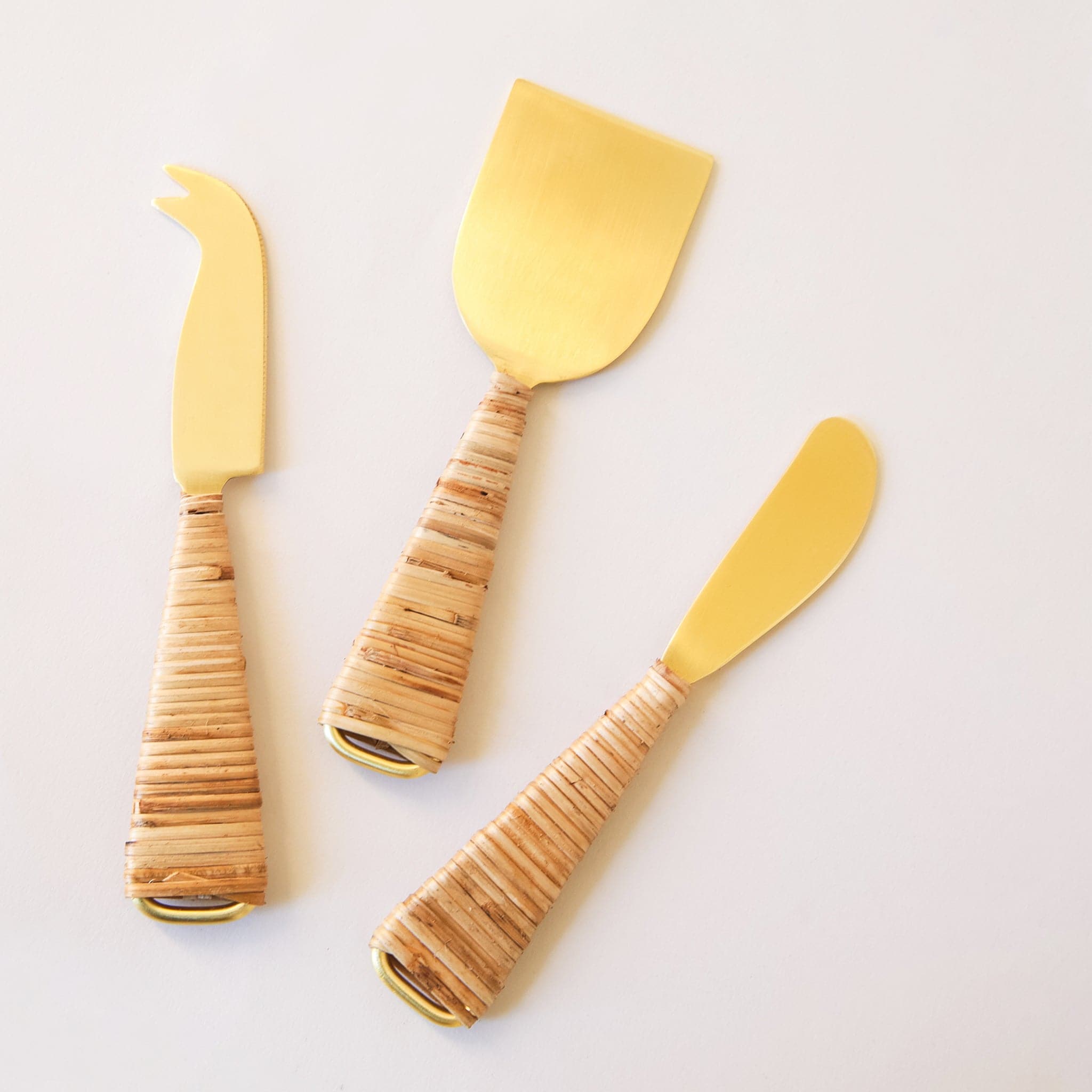 Natural Bamboo Handle Set of 3 Cheese Knives in Gift Box