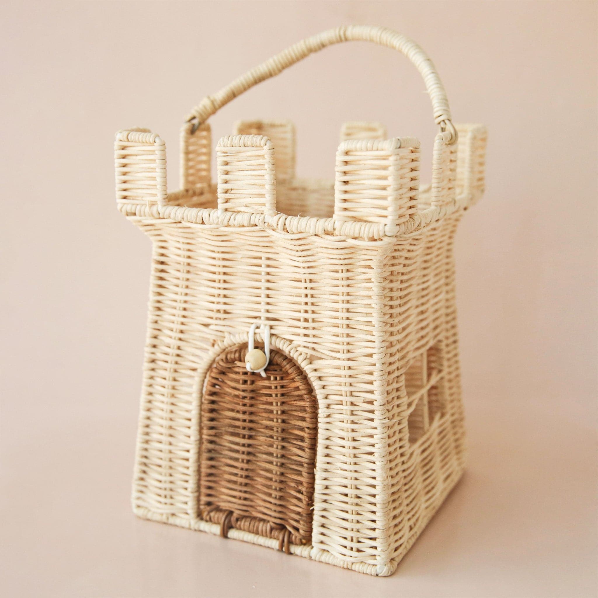 New Design Kids White and Brown Wicker Castle Bag or Basket With