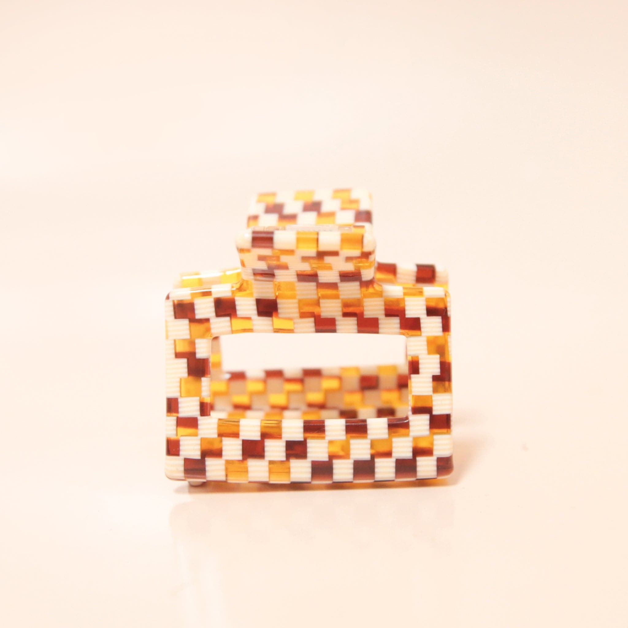 Checker Hair Claw  Cognac/Ivory – Pigment