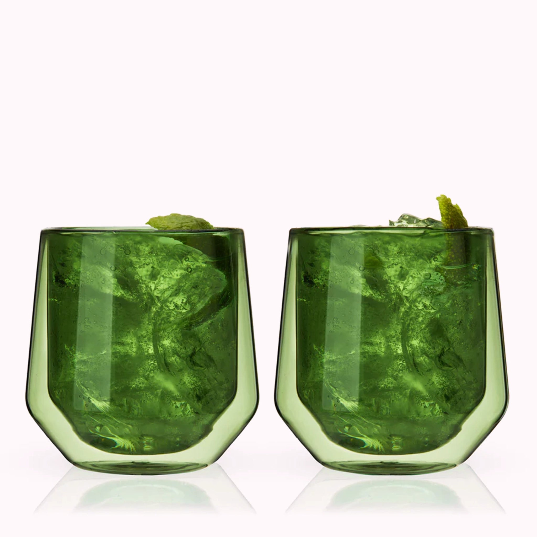 GREEN DOUBLE WALLED INSULATED GLASSES - SET OF TWO