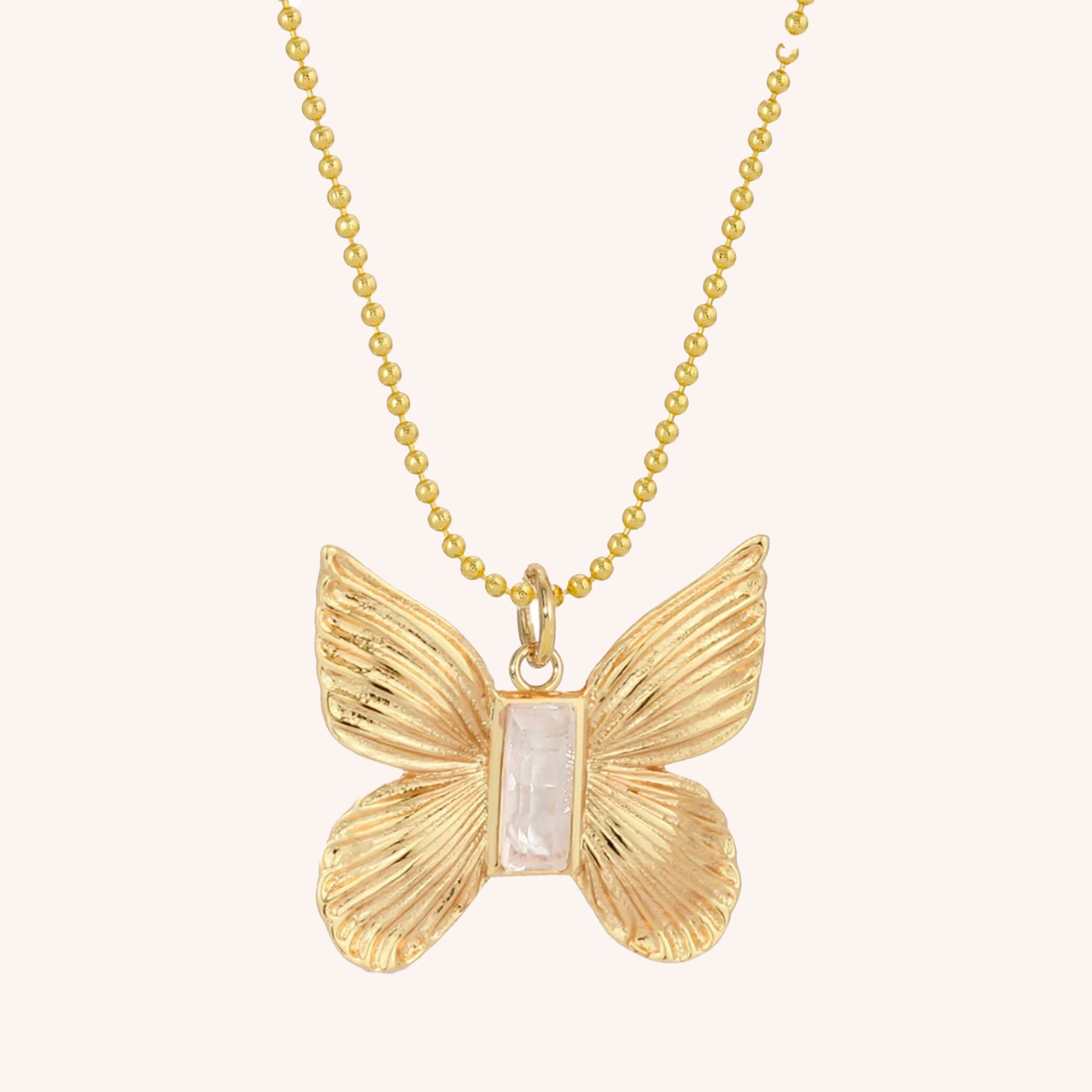 14K Gold Butterfly Pendant Necklace