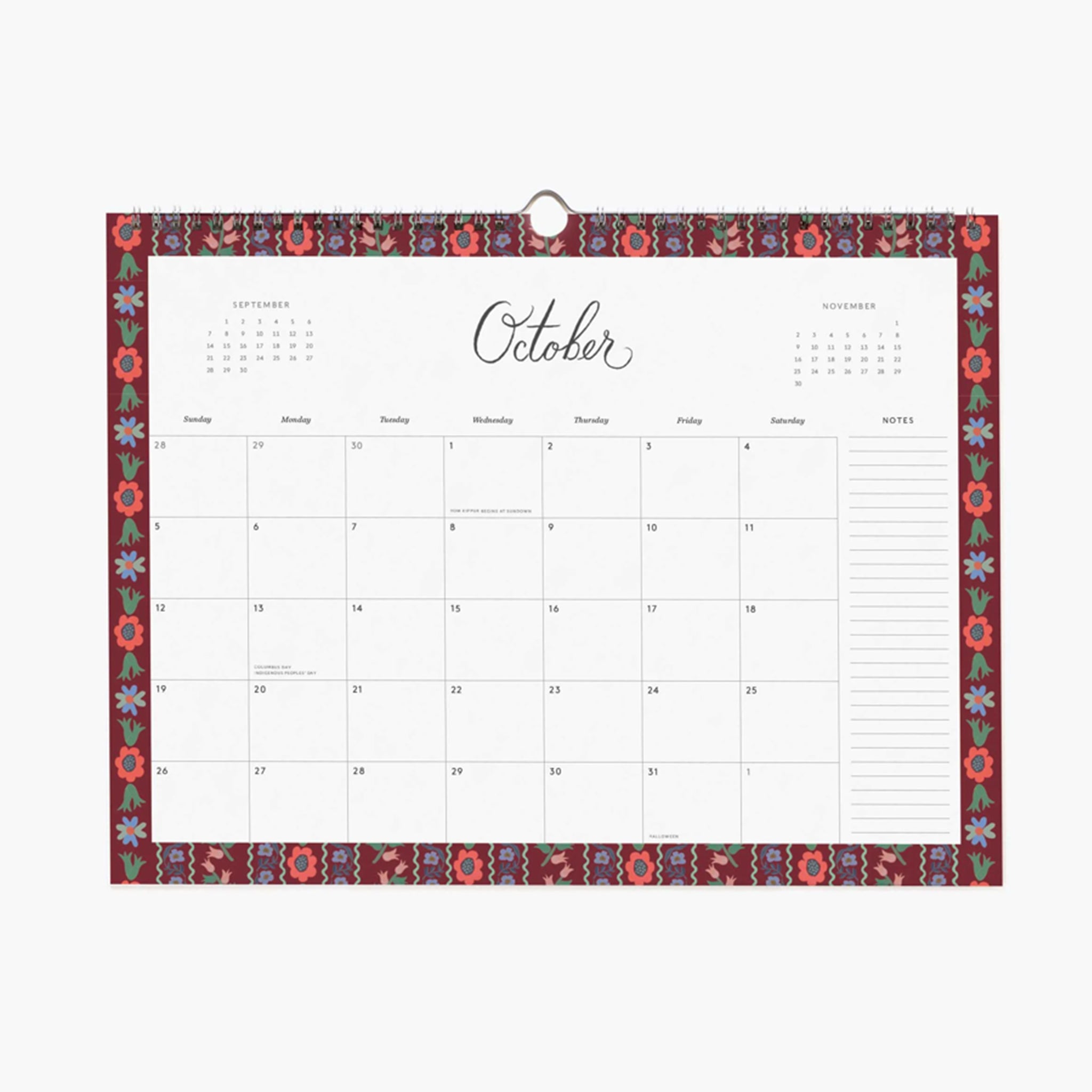 Each monthly view inside of the calendar with a different floral border around each month.