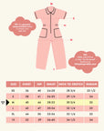 A sizing chart for the utility suits. 