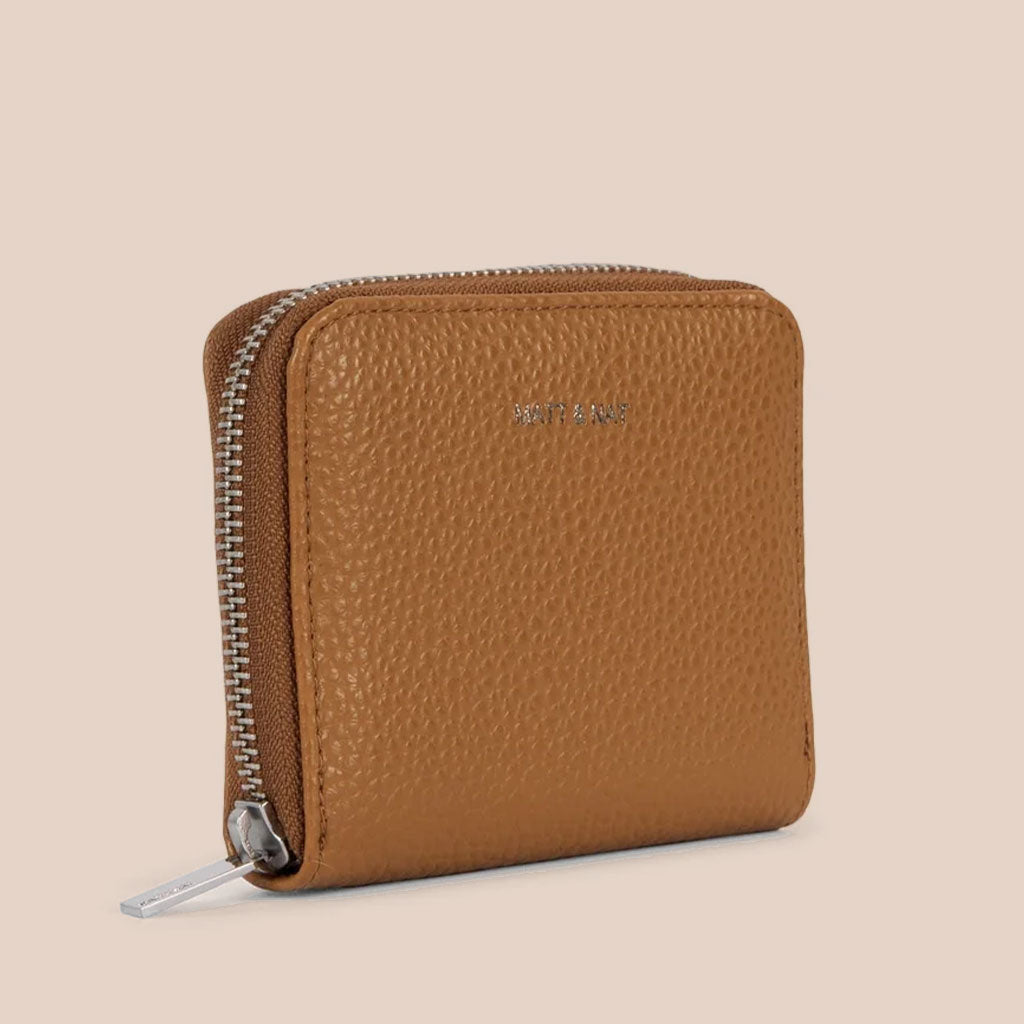 small brown zip around wallet