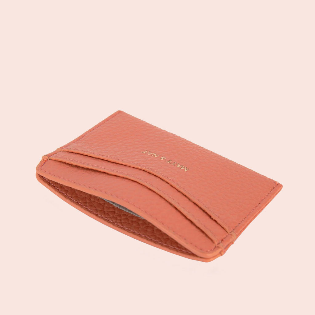 small card holder in coral color