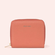 small zip around wallet in coral color