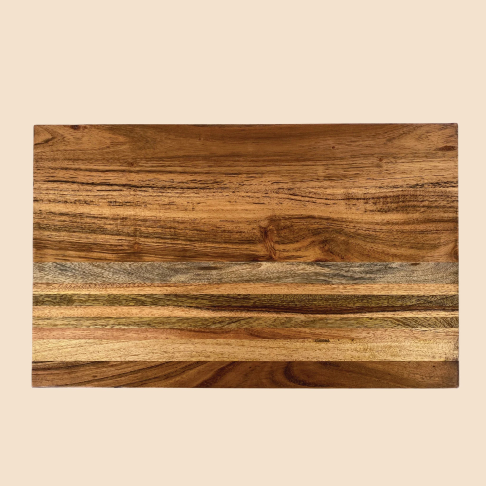 A wood cutting board. 