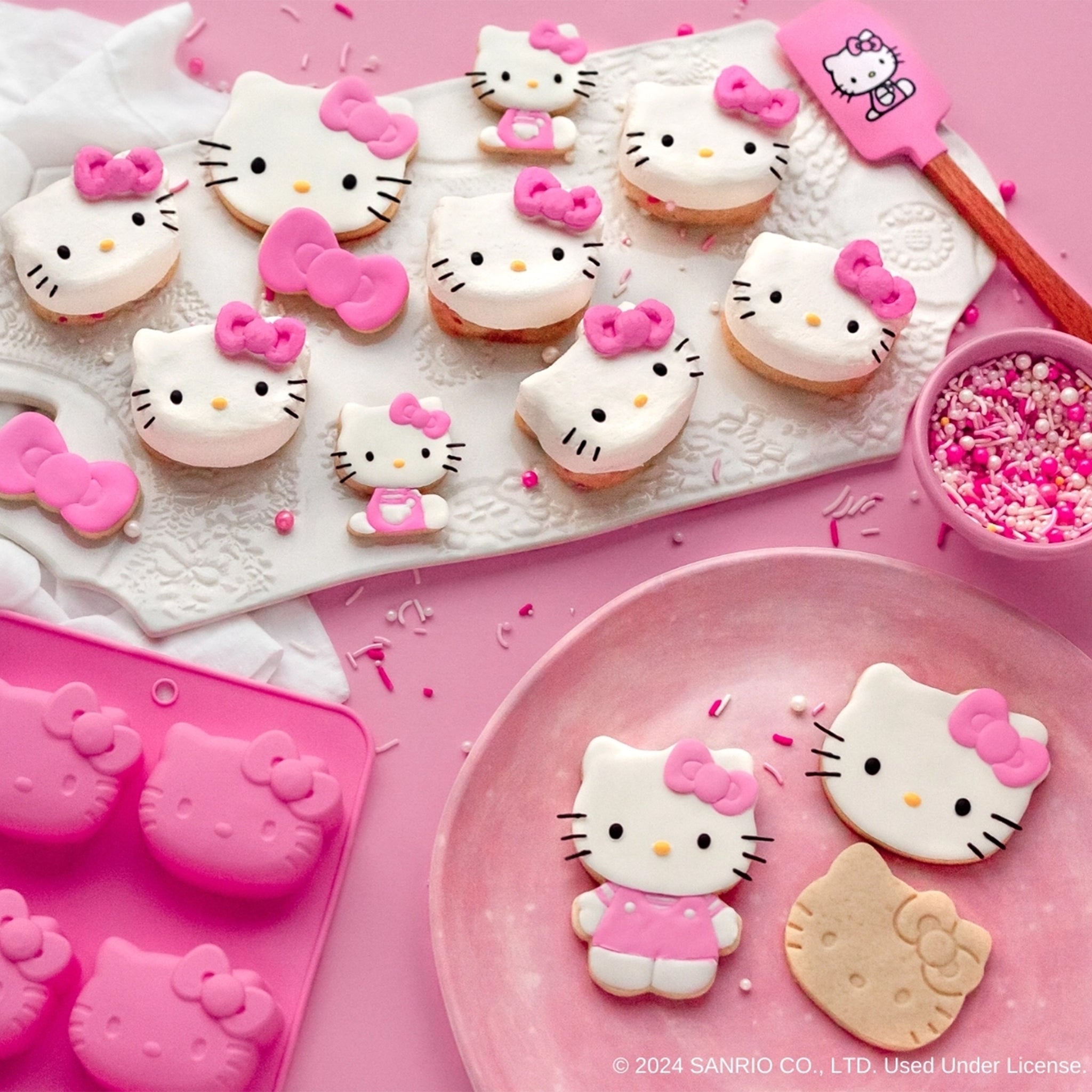 A hello kitty themed baking party set.