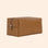 A warm brown vegan leather toiletry / cosmetic bag with a zipper closure and handle on one side. 