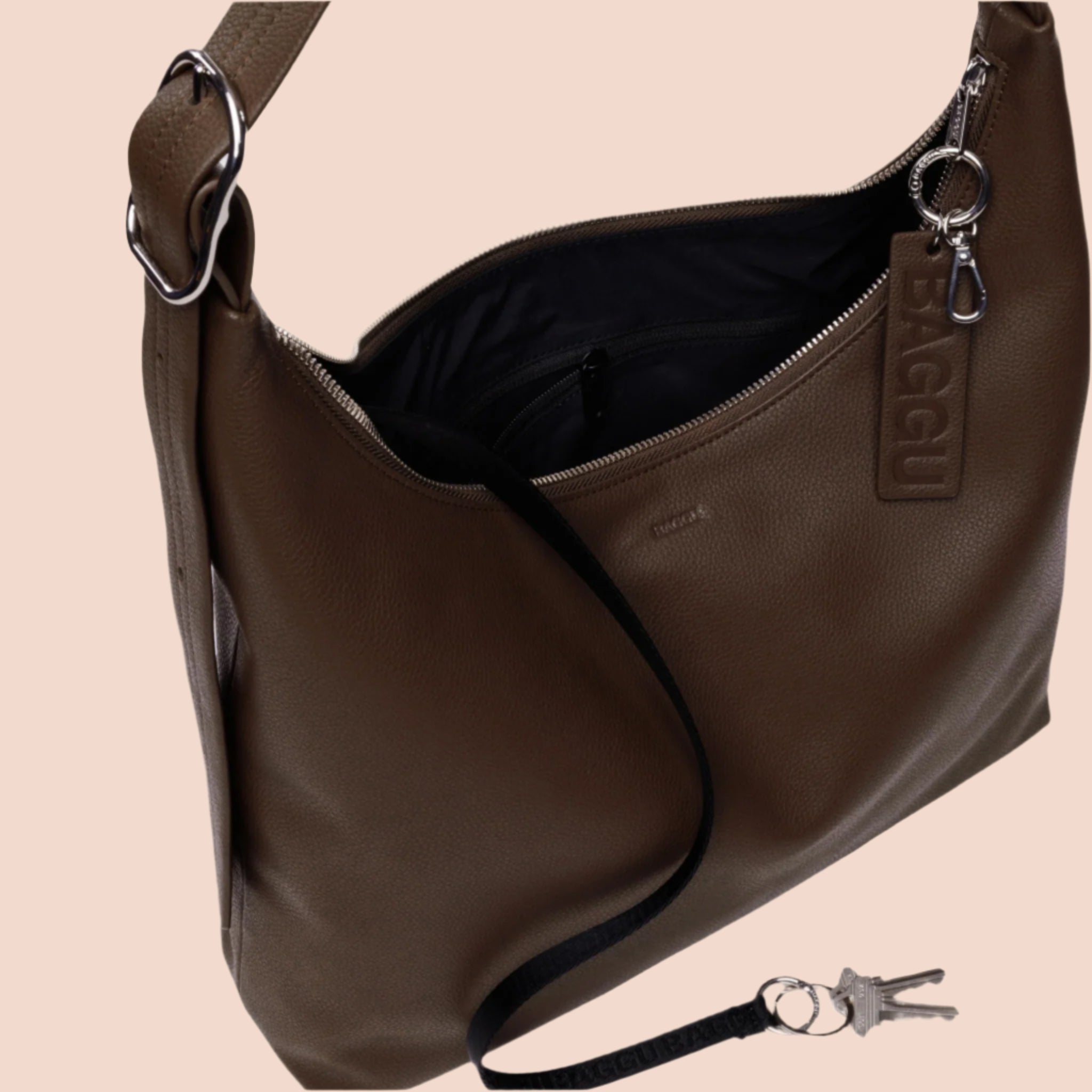 Recycled Leather Shoulder Bag | Brown