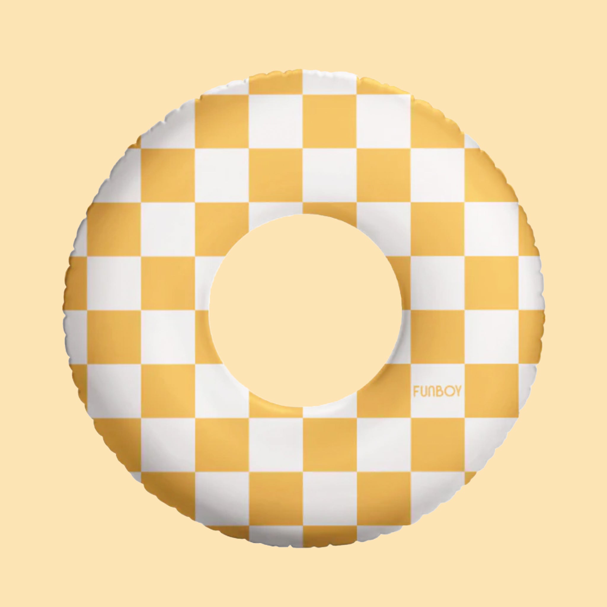 A yellow and white checker ring. 