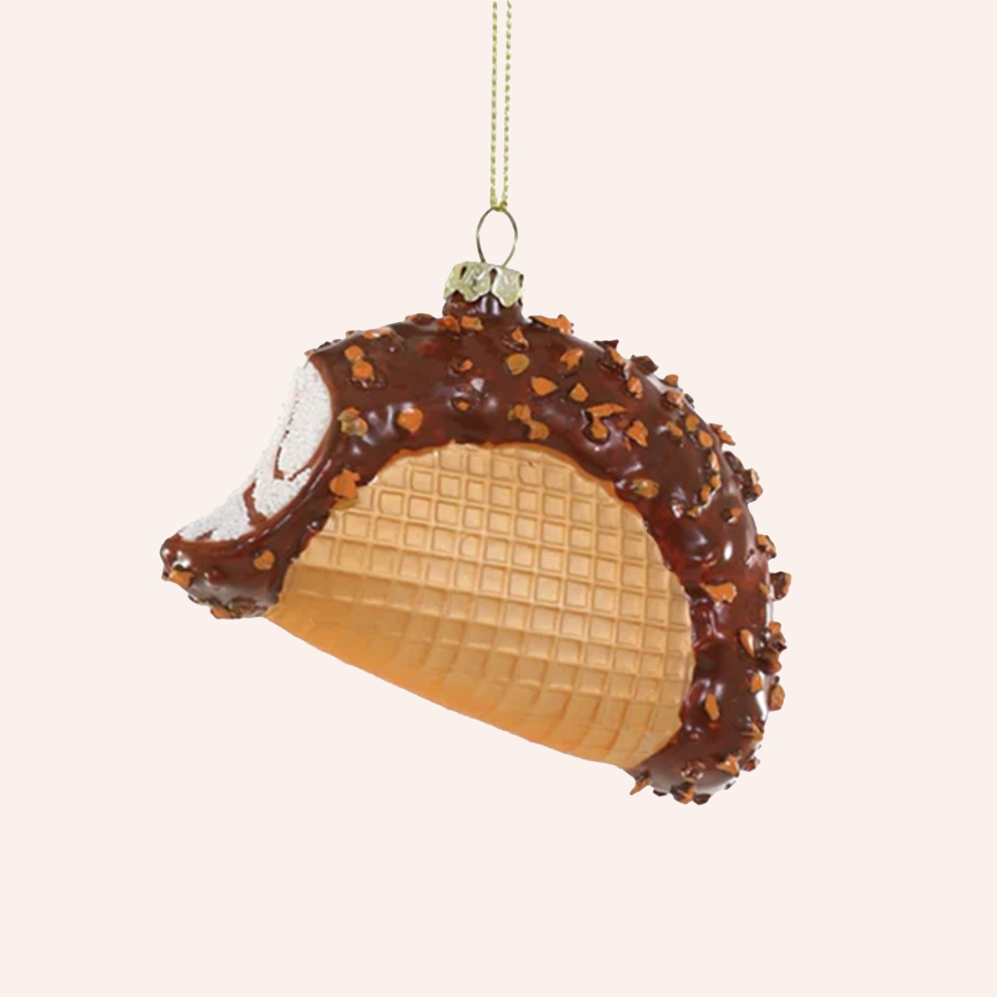 A choco taco shaped ornament. 