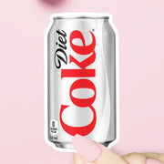 A sticker in the shape of a Diet Coke can. 