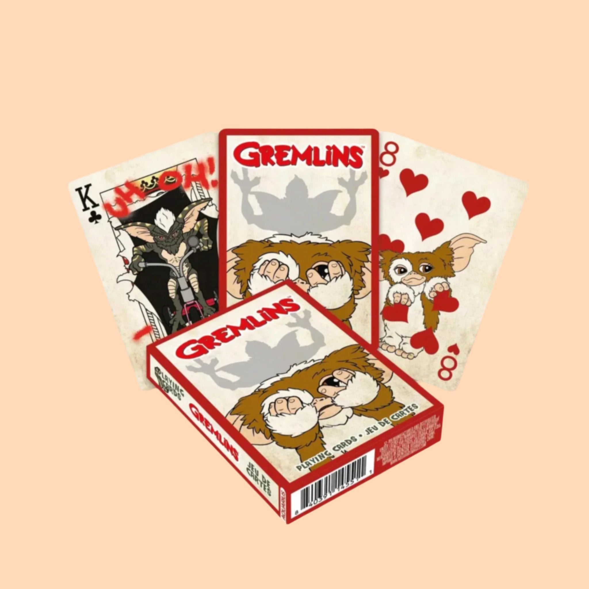 A deck of playing cards with Gremlins on them. 