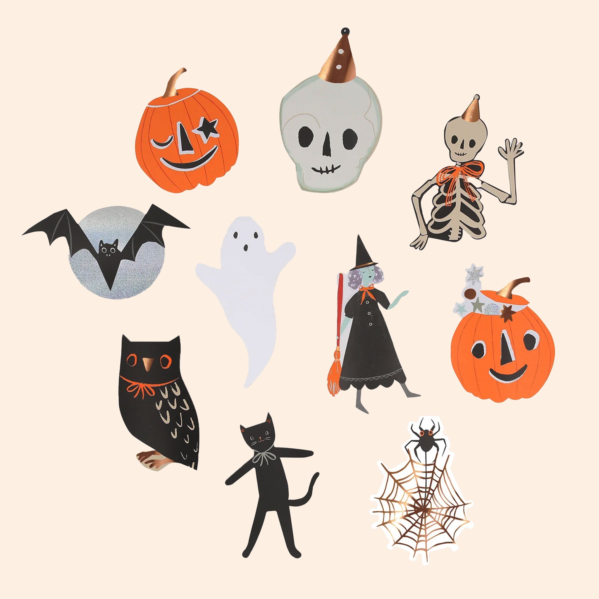 A set of Halloween themed stickers with a matchbook style box packaging. 