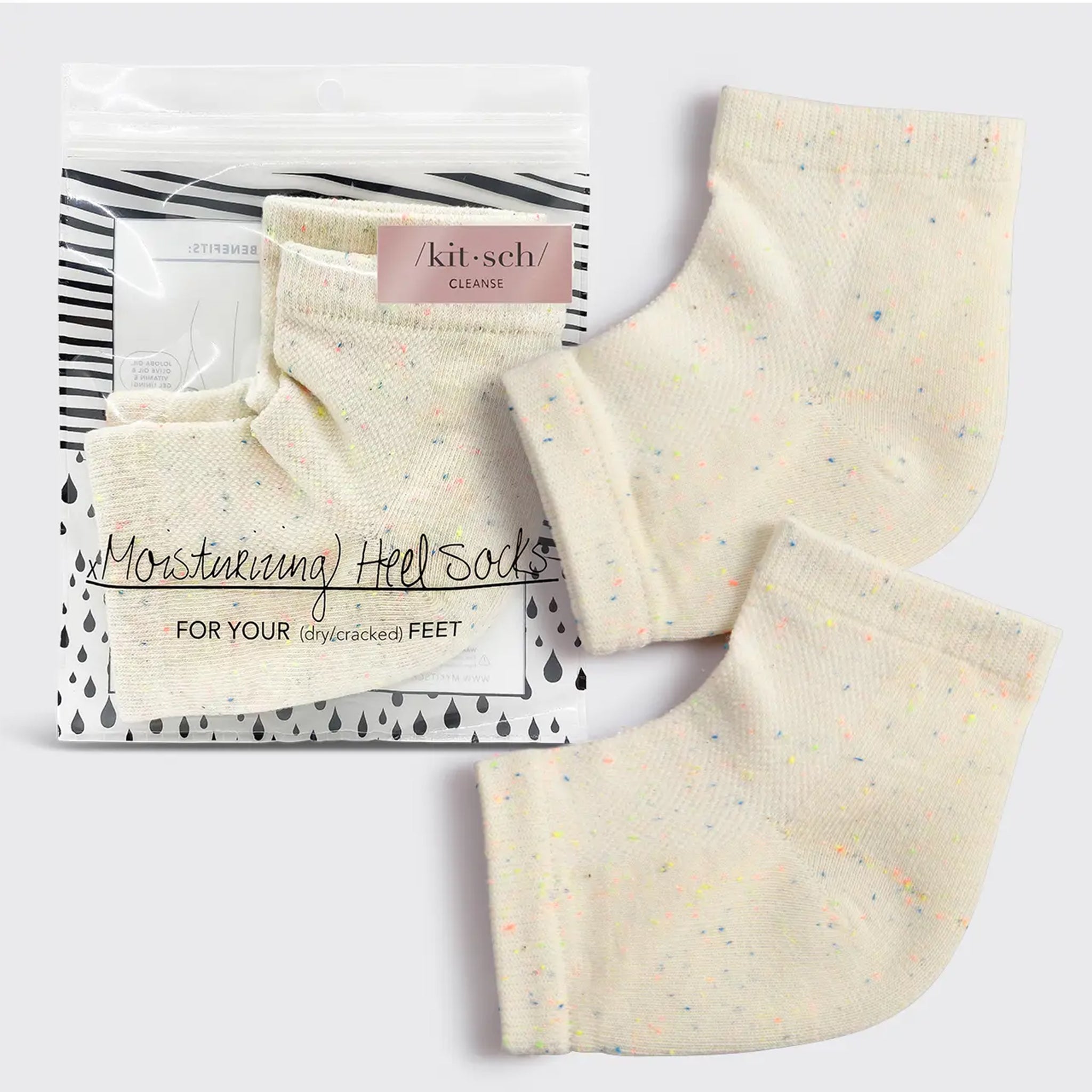 Ivory heel socks with mutli colored speckles. 