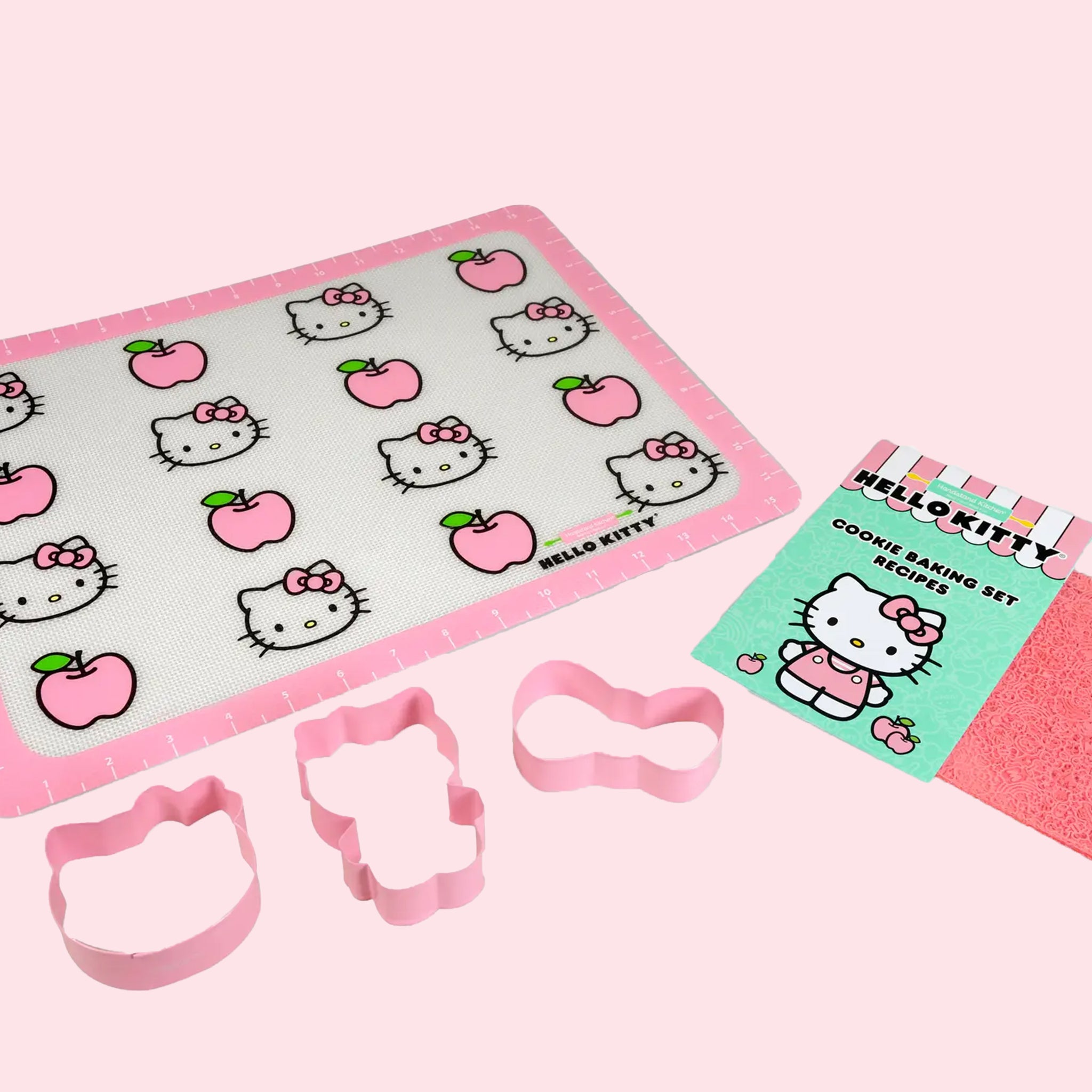 A set of baking accessories in hello kitty shapes and designs. 