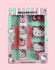 A set of baking accessories in hello kitty shapes and designs.