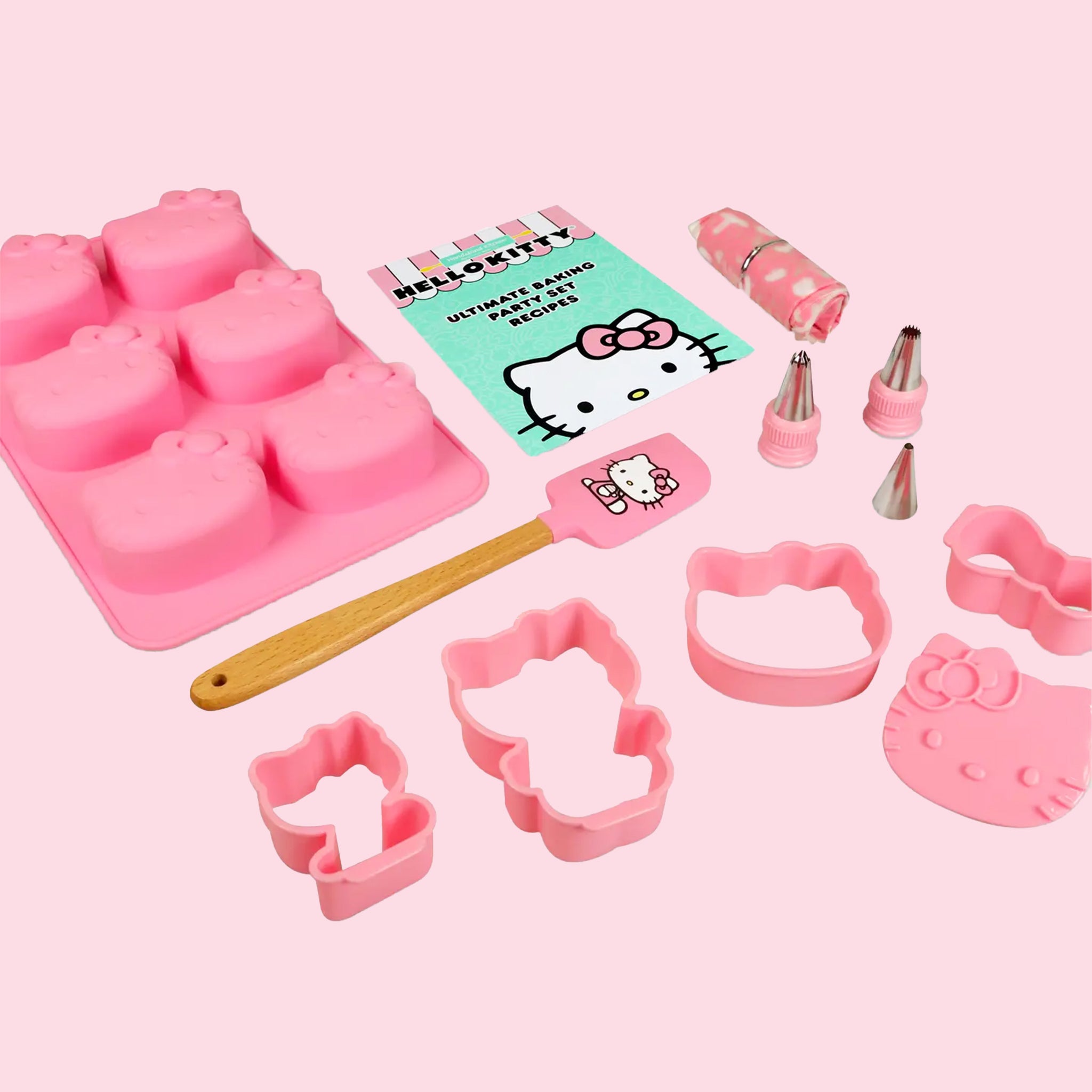 A hello kitty themed baking party set. 