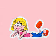 A lizzie mcguire shaped sticker. 