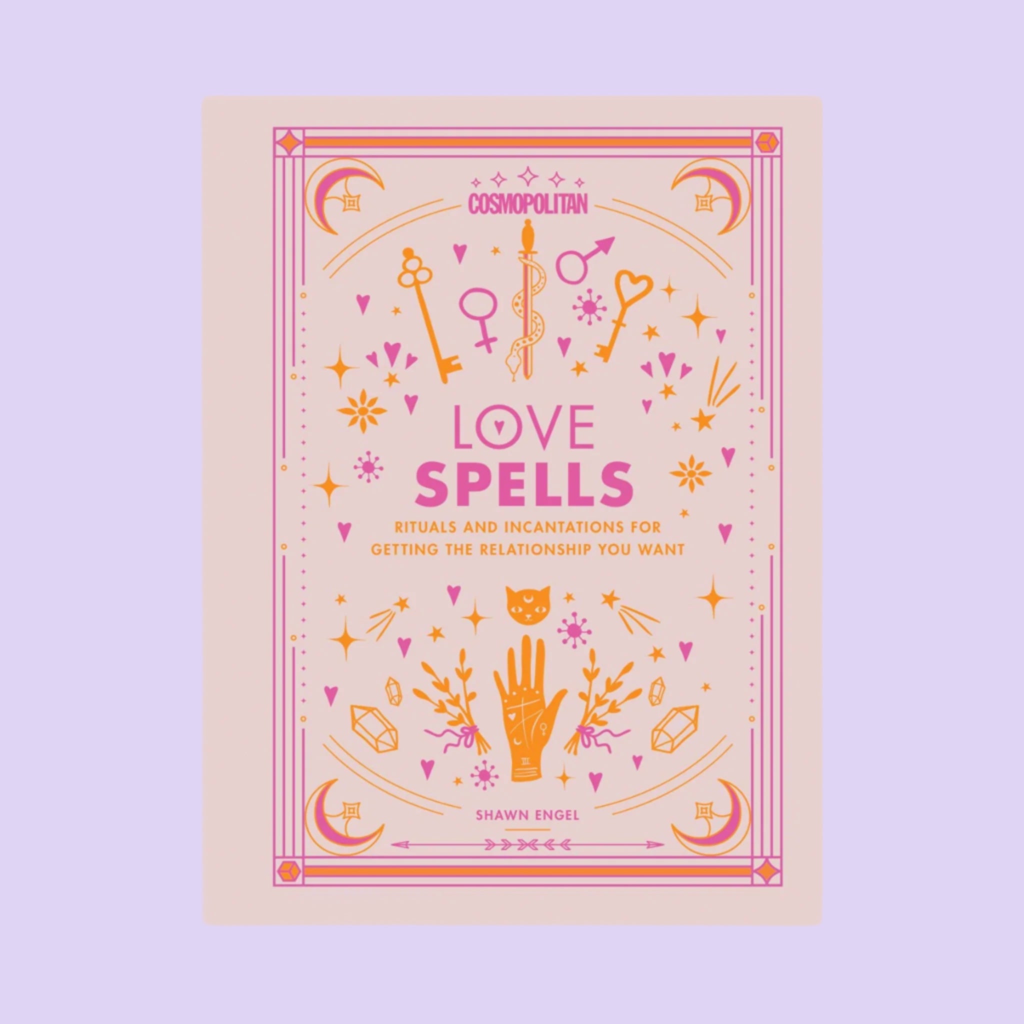 A pink book cover with the title that reads, &#39;Love Spells Rituals and Incantations for Getting the Relationship You Want&#39;. 