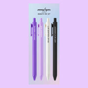 A set of four pens that have Taylor Swift Midnight's album inspired phrases.