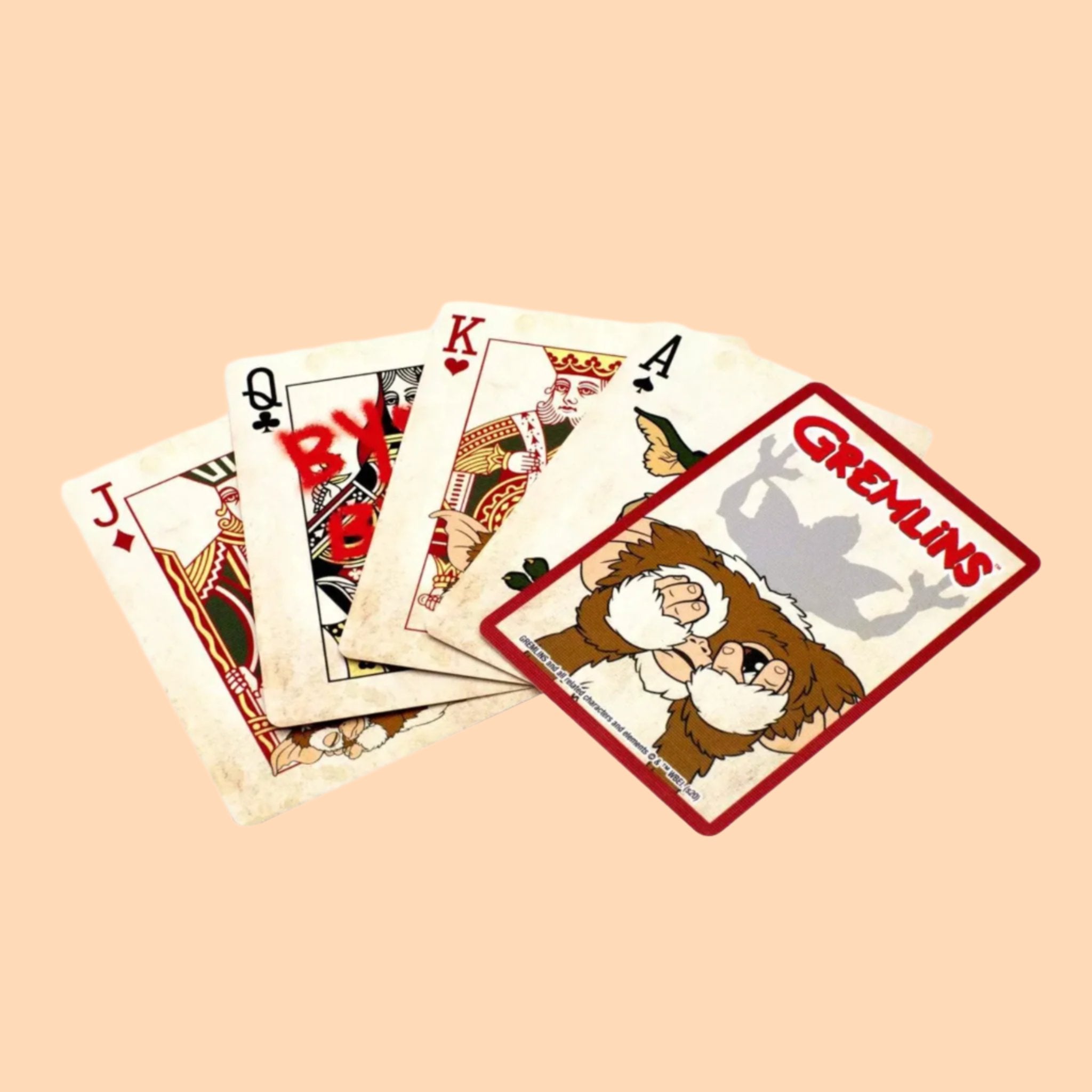 A deck of playing cards with Gremlins on them. 