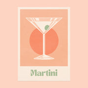 A apricot colored art print with a graphic of a martini.