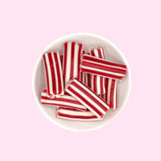 Red and white twist chewy candies. 