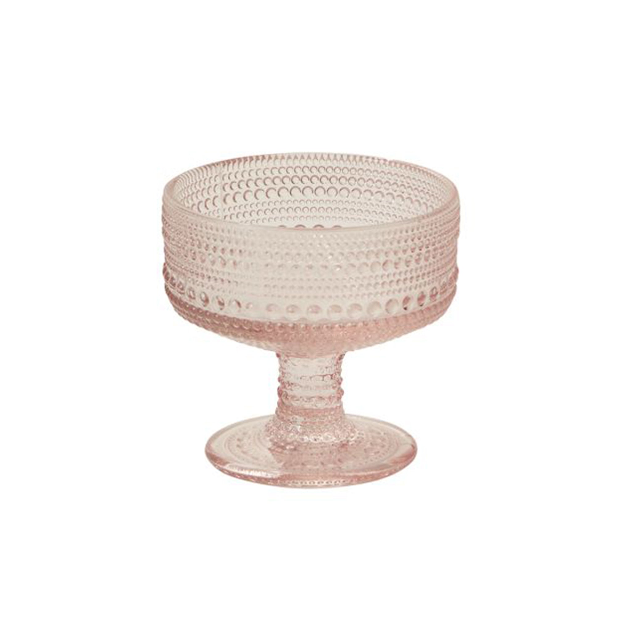 A light pink dot textured coupe drinking glass