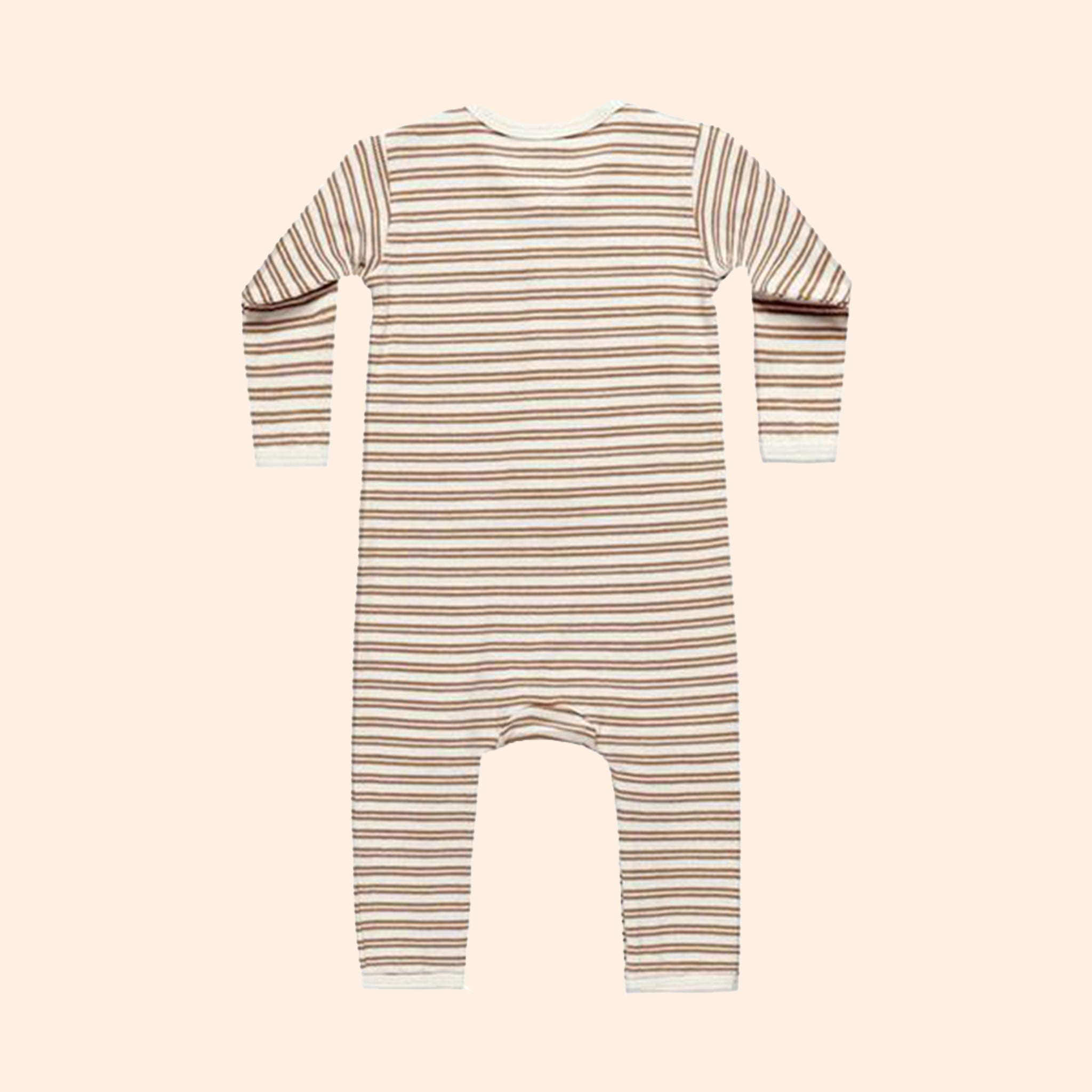 A stripe long sleeve baby jumpsuit. 