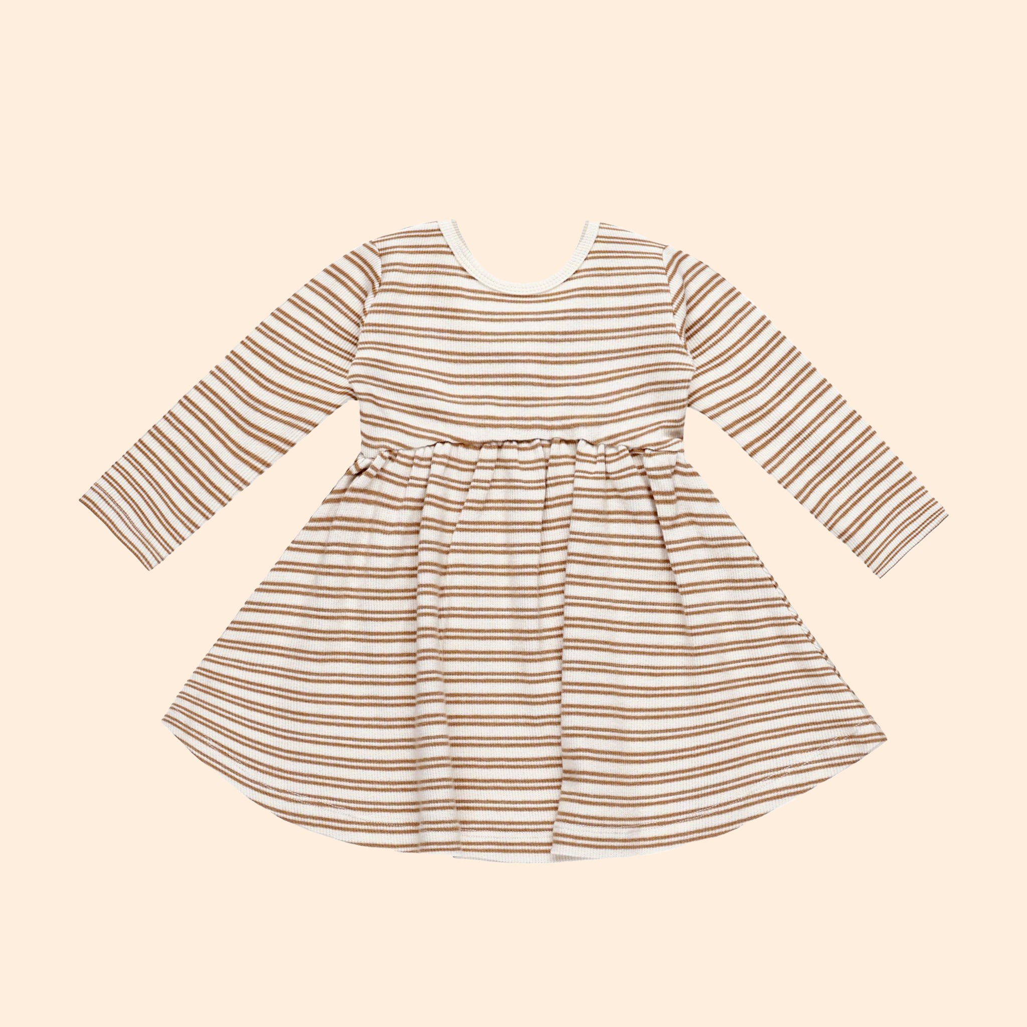 A long sleeve striped stress for babies and toddlers. 