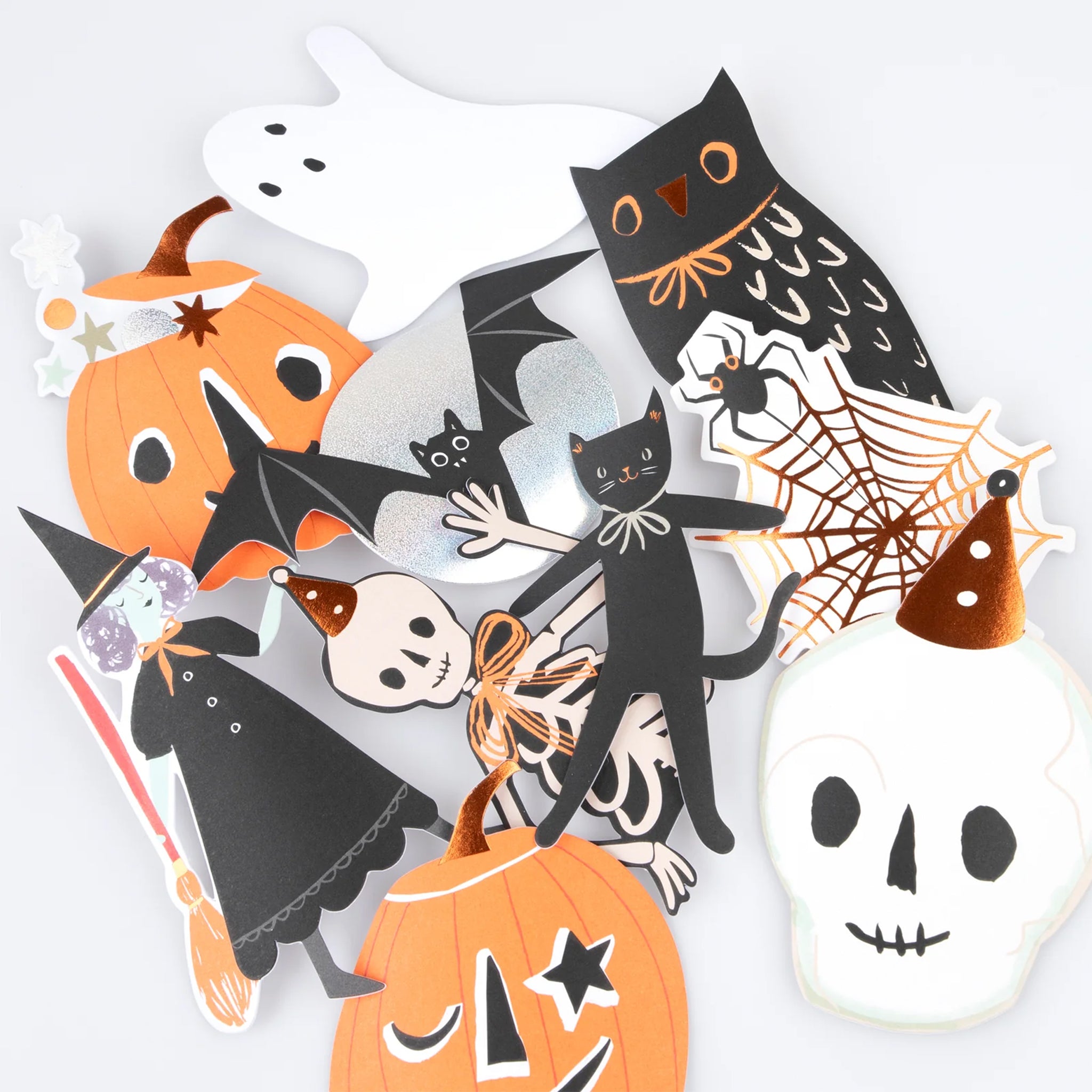 A set of Halloween themed stickers with a matchbook style box packaging. 