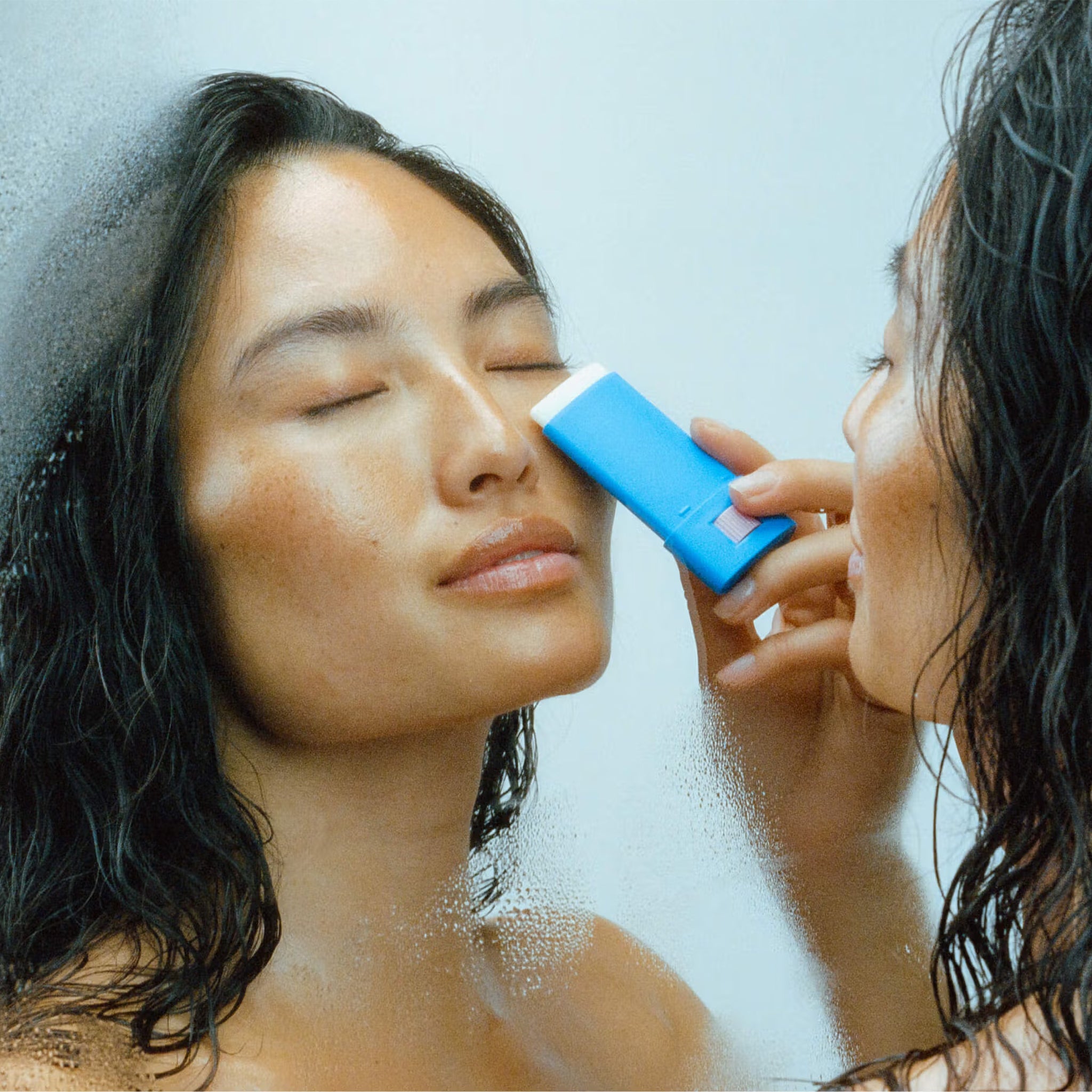 A blue and white stick sunscreen with text on the packaging that reads, &#39;Super Stick SPF 45 Vacation&#39;. 