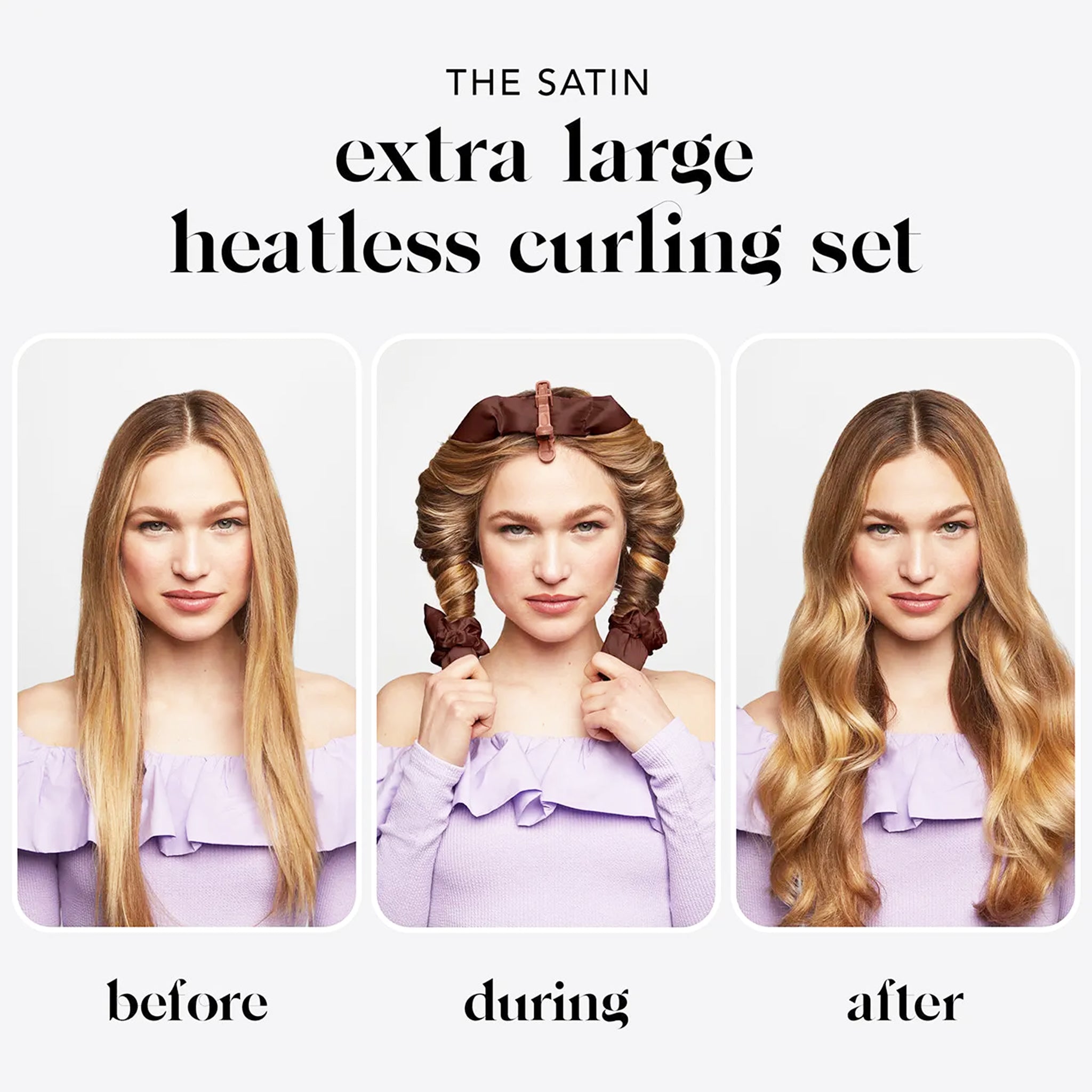 XL Satin Heatless Curling Set | Chocolate – Pigment